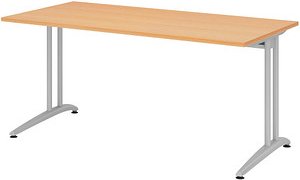 HAMMERBACHER BS16 Schreibtisch buche rechteckig, C-Fuß-Gestell silber 160,0 x 80,0 cm