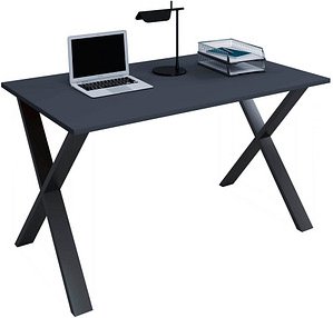 VCM my office Lona Schreibtisch anthrazit rechteckig, X-Fuß-Gestell schwarz 110,0 x 80,0 cm