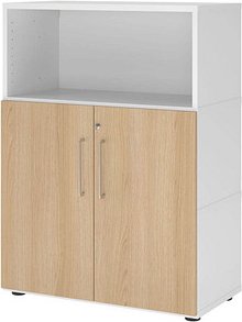 Thumbnail - HAMMERBACHER Regalschrank FlexWall, VFW38T2KG/W/E/BS weiß, eiche 80,0 x 40,0 x 109,8 cm, 1 St.