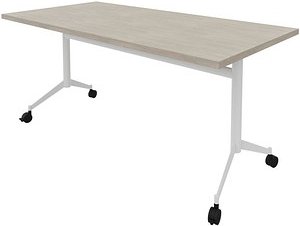 Thumbnail - Quadrifoglio Mehrzwecktisch Pop-up beton, weiß rechteckig, T-Fuß-Gestell weiß, 160,0 x 80,0 x 74,0 cm