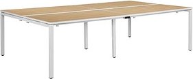 Thumbnail - PAPERFLOW easyDesk Doppelschreibtisch buche rechteckig, 4-Fuß-Gestell weiß 240,0 x 166,0 cm