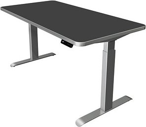 Thumbnail - Kerkmann Move 3 Premium elektrisch höhenverstellbarer Schreibtisch anthrazit rechteckig, T-Fuß-Gestell silber 160,0 x 80...
