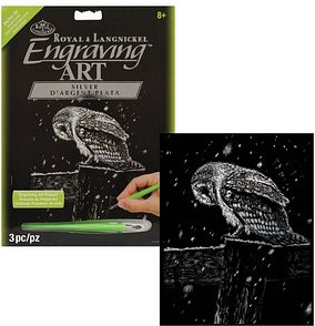 PRACHT® Creatives Kratzbild Eule silber