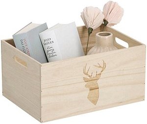 Zeller Hirsch Aufbewahrungsbox natur 35,0 x 25,0 x 18,0 cm