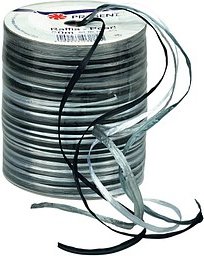 PRÄSENT Geschenkband Raffia glänzend schwarz/grau/silber 3,0 mm x 50,0 m