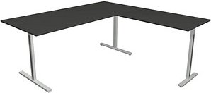 Thumbnail - Kerkmann Form 1 Schreibtisch anthrazit rechteckig, T-Fuß-Gestell silber 180,0 x 80,0 cm