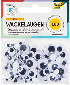 folia Wackelaugen weiß selbstklebend sortiert Ø unterschiedlich mm, 100 St.