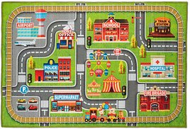 Thumbnail - relaxdays Spielteppich Kleinstadt grün/bunt 100,0 x 150,0 cm