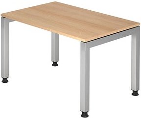 HAMMERBACHER Prokura höhenverstellbarer Schreibtisch eiche rechteckig, 4-Fuß-Gestell silber 120,0 x 80,0 cm