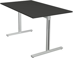 Kerkmann Form 1 Schreibtisch anthrazit rechteckig, T-Fuß-Gestell silber 140,0 x 80,0 cm