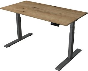 Kerkmann Smart office elektrisch höhenverstellbarer Schreibtisch eiche rechteckig, T-Fuß-Gestell grau 140,0 x 70,0 cm