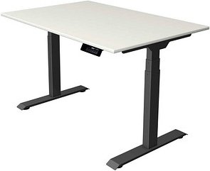 Kerkmann Move 1 stable elektrisch höhenverstellbarer Schreibtisch weiß rechteckig, T-Fuß-Gestell grau 120,0 x 80,0 cm