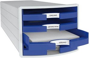 HAN Schubladenbox Impuls blau 1013-14, DIN A4 mit 4 Schubladen, 1 St.
