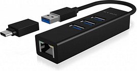 RaidSonic ICY BOX® USB-Hub Icy Box IB-HUB1419-LAN 4-fach schwarz