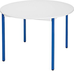 SODEMATUB Mehrzwecktisch lichtgrau, blau rund, Vierkantrohr blau, 110,0 x 110,0 x 74,0 cm