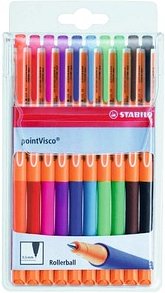 STABILO pointVisco Gelschreiber orange 0,5 mm, Schreibfarbe: farbsortiert, 10 St.