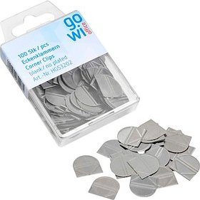 Gowi Eckenklammern silber 1,9 x 1,8 cm, 100 St.