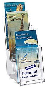 helit Tischprospekthalter transparent 1/3 DIN A4 4 Fächer