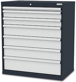 Thumbnail - Simplaflex® Systemeinrichter C-Line mit Kleinteilkästen Schubladenschrank anthrazit 7 Schubladen 90,0 x 57,5 x 102,0 cm,...