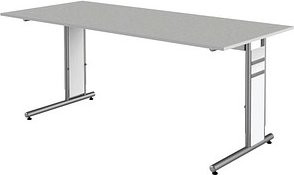 Thumbnail - Kerkmann Priola höhenverstellbarer Schreibtisch lichtgrau rechteckig, C-Fuß-Gestell silber 180,0 x 80,0 cm