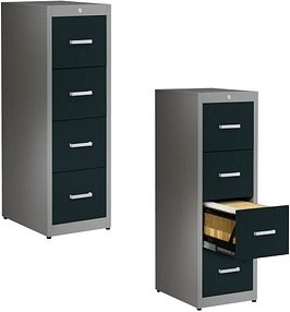 Thumbnail - mauser client entry Hängeregistraturschrank alu, anthrazitgrau 4 Schubladen 43,4 x 60,0 x 135,0 cm
