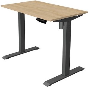 Thumbnail - Kerkmann Move 1 elektrisch höhenverstellbarer Schreibtisch eiche hell rechteckig, T-Fuß-Gestell grau 100,0 x 60,0 cm