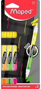 maped FLUO DUO Textmarker farbsortiert, 3 St.