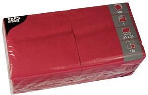 Thumbnail - PAPSTAR Servietten weinrot 1-lagig 33,0 x 33,3 cm, 500 St.