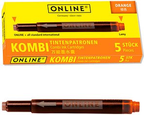 ONLINE® Tintenpatronen für Füller 17174/12 orange, 5 St.