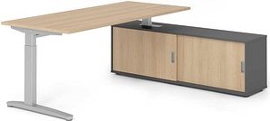 HAMMERBACHER XBE19SB höhenverstellbarer Schreibtisch eiche rechteckig, C-Fuß-Gestell silber 180,0 x 80,0 cm