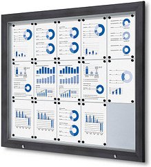 Showdown® Displays Schaukasten Premium grau 15x DIN A4 124,5 x 4,7 x 106,7 cm, 1 St.