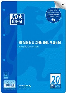 OXFORD Ringbucheinlage A4 blanko, 50 Blätter