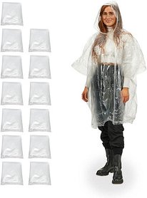 relaxdays unisex Einweg-Regenponcho transparent Einheitsgröße 13 St.