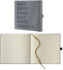 Lediberg Notizbuch gute Ideen quadratisch kariert, silbergrau Hardcover 240 Seiten, 1 St.