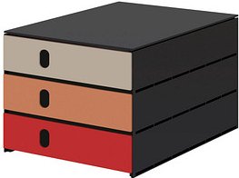 styro Schubladenbox styroval pro feelings Hedgehog grau, dunkelorange, rot 14-8050.He, DIN A4 mit 3 Schubladen