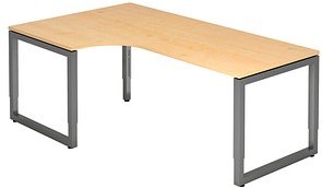 HAMMERBACHER RS82 höhenverstellbarer Schreibtisch ahorn L-Form, Kufen-Gestell grau 200,0 x 120,0 cm