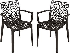 Garden Pleasure Gartenstühle mit Armlehnen CALVERA schwarz, 2 St.