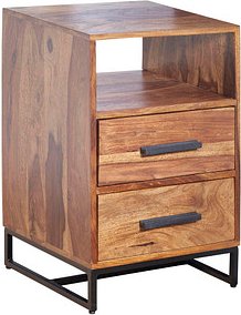 WOHNLING Nachttisch Massivholz sheesham 35,0 x 40,0 x 66,0 cm