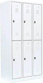 Thumbnail - LÜLLMANN Spind signalweiß 520237, 6 Schließfächer 88,5 x 50,0 x 180,0 cm