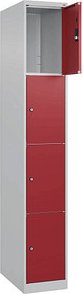 CP Schließfachschrank Classic Plus lichtgrau, rubinrot 080000-104 S10001, 4 Schließfächer 30,0 x 50,0 x 185,0 cm
