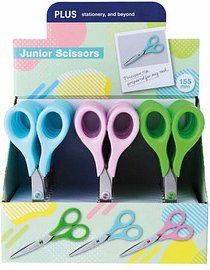 Thumbnail - PLUS JAPAN Kinderscheren Junior blau, pink, grün 6,5 cm, 24 St.