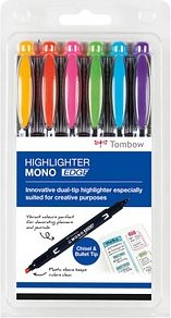 Tombow MONO edge Textmarker farbsortiert, 6 St.
