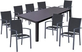 Garden Pleasure Sitzgruppe AMIRA, grau Kunststoff, Metall, 9-teilig