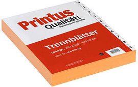 Printus Trennblätter DIN A4 0-9 orange, 250 g/qm, 100 St.