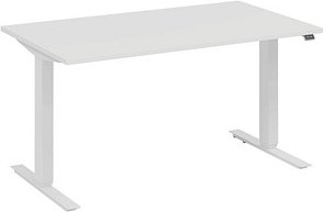 Thumbnail - fm Move elektrisch höhenverstellbarer Schreibtisch weiß, verkehrsweiß rechteckig, T-Fuß-Gestell weiß 160,0 x 80,0 cm