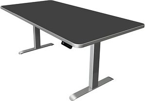 Thumbnail - Kerkmann Move 3 Premium elektrisch höhenverstellbarer Schreibtisch anthrazit rechteckig, T-Fuß-Gestell silber 200,0 x 10...