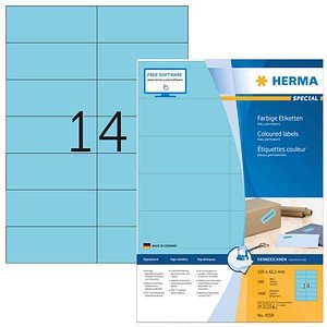 1.400 HERMA Etiketten 4558 blau 105,0 x 42,3 mm