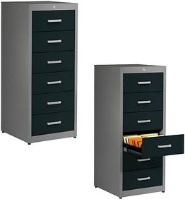 mauser client entry Karteischrank alu, anthrazitgrau 6 Schubladen 55,2 x 60,0 x 135,0 cm, 1 St.