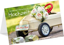 LUMA Glückwunschkarte Hochzeit Auto mit Dosen DIN B6
