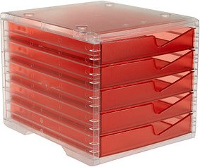 Thumbnail - styro Schubladenbox styroswingbox light cranberry 275-8430.22224, DIN A4 mit 5 Schubladen